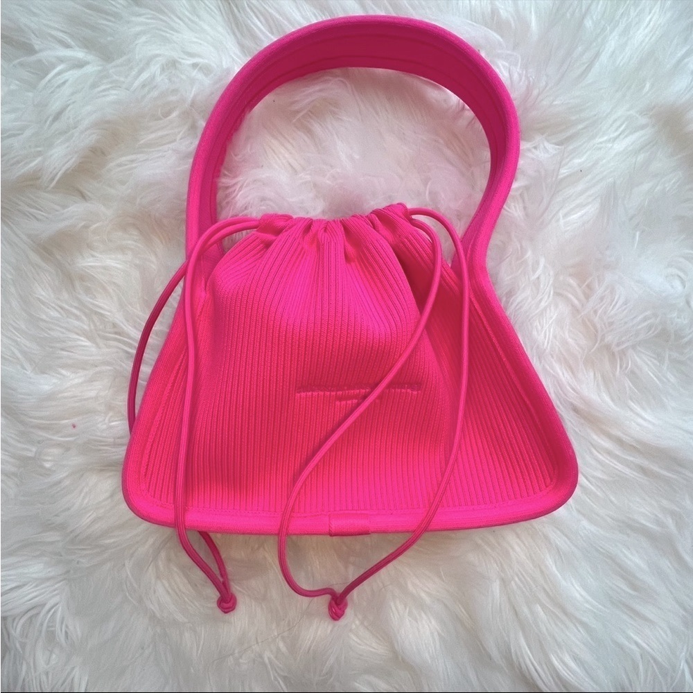 NEW! Alexander Wang Neon Bubblegum Pink Ryan Small Ribbed Knit Bag Satchel FWRD